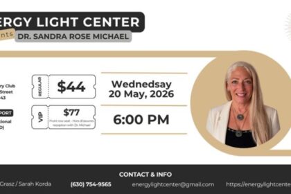 Energy Light Center to Host Special Event Featuring Dr. Sandra Rose Michael in Itasca, Illinois on Wednesday, May 20