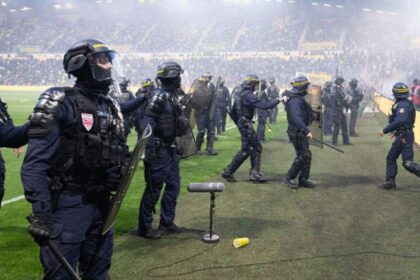 French football match descends into chaos as furious Nantes fans breach security, storm pitch