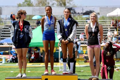 Trans track star sweeps three events, shares first-place podium and qualifies for CA state meet yet again