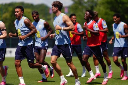 England soccer players bomb off diving board like a teammate wasn't just injured in a freak accident