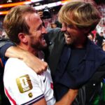 Harry Kane Presents Peter Crouch England Legacy Cap During Visit To Three Lions Camp