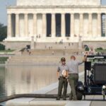 Lincoln Memorial Reflecting Pool drained again as Trump administration resumes repairs