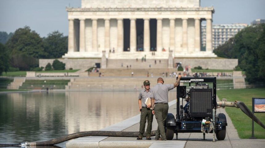 Lincoln Memorial Reflecting Pool drained again as Trump administration resumes repairs