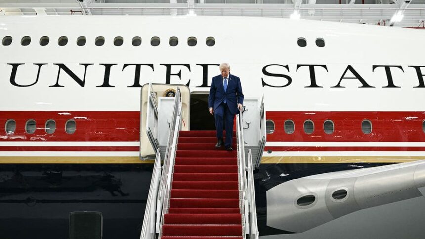 Trump takes inaugural flight aboard new Air Force One ahead of library debut honoring famed outdoorsman