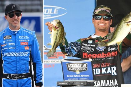 Denny Hamlin chases monster largemouth bass in Texas with Bassmaster pro Chris Zaldain